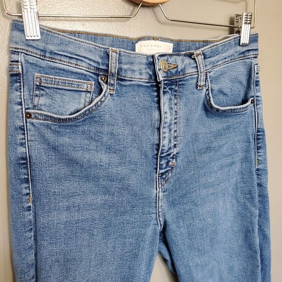 TopShop Jamie Distressed Skinny Jeans Actual Size 28 Medium Wash Stretch *READ* - Picture 3 of 9